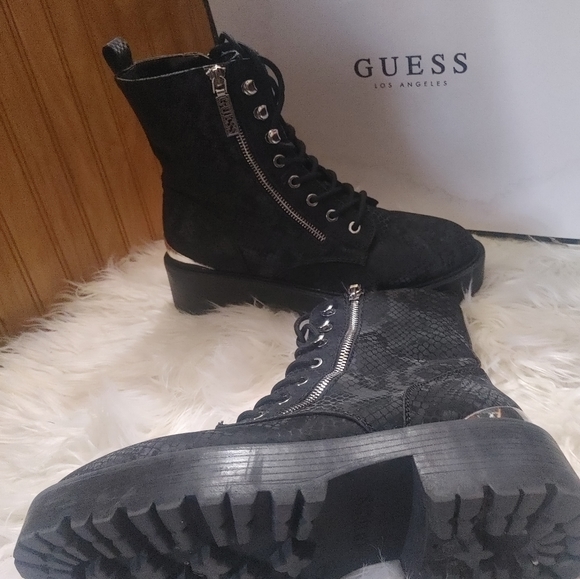 Snakeskin Moto Comvat Boots 8.5 - Picture 2 of 4